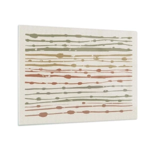 Obraz na szkle - Kolorowe linie i plamy układające się w rytmiczną kompozycję - 70x50cm - Muzyczny zapis barw - Nowoczesna dekoracja ścienna do salonu i sypialni ARTTOR