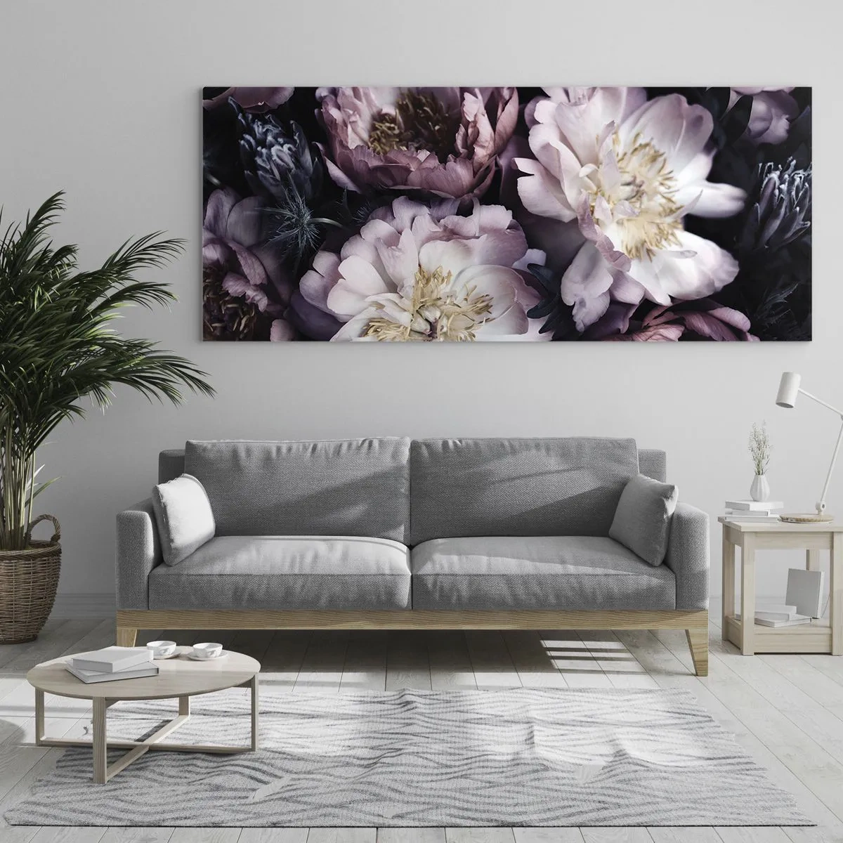 Obraz na szkle - Kwiaty w delikatnych pastelowych odcieniach - 120x50cm - Bukiet w dawnym stylu - Nowoczesna dekoracja ścienna do salonu i sypialni ARTTOR