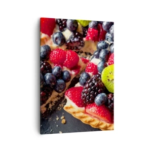 Obraz na płótnie - Tarta z owocami leśnymi na kruchym spodzie - 50x70cm - Dolce vita! - Nowoczesna dekoracja ścienna do salonu, kuchni i sypialni ARTTOR