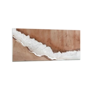 Obraz na szkle - Tekstura piasku z białymi akcentami - 120x50cm - W kolorach ziemi - Nowoczesna dekoracja ścienna do salonu i sypialni ARTTOR
