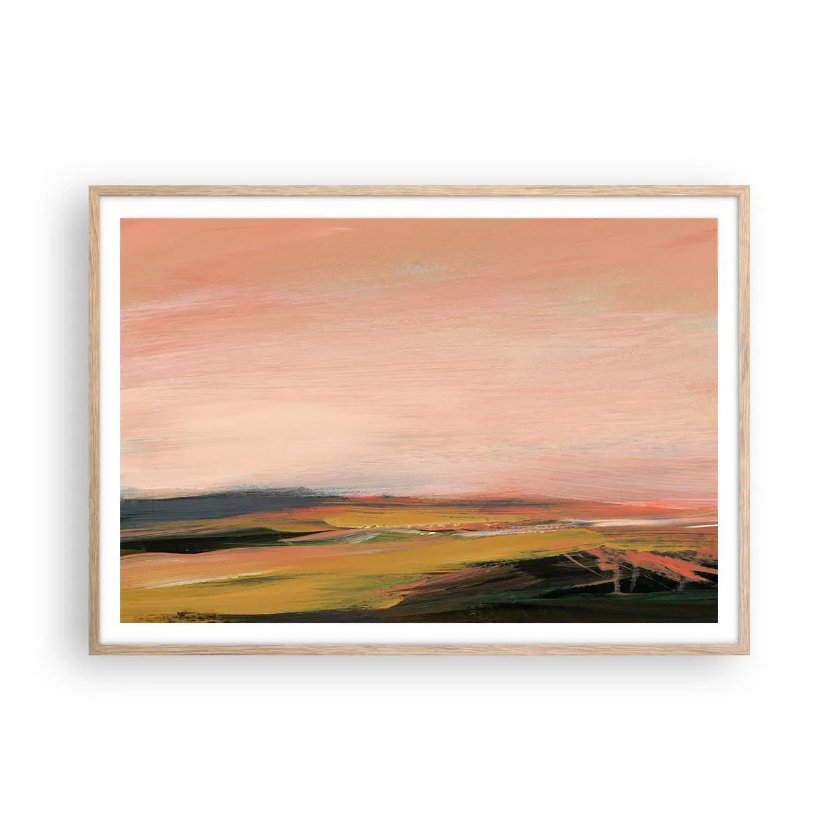 Plakat w ramie jasny dąb - W różowej tonacji - 100x70 cm