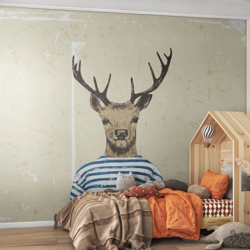 Fototapeta Standard Eco - Bo lubię koszulki w paski! - Abstrakcja, Jeleń, Sztuka - 250x175 cm