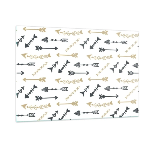 Obraz na szkle - Wzór strzał w różnych kolorach na białym tle - 120x80cm - Sen łucznika - Nowoczesna dekoracja ścienna do salonu, kuchni i sypialni ARTTOR