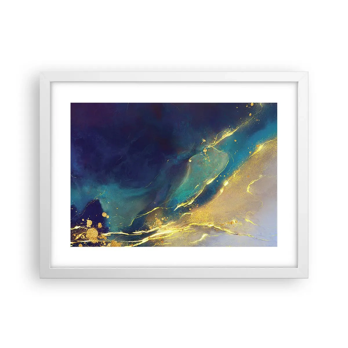 Plakat w białej ramie - Złote rozlewisko - 40x30 cm