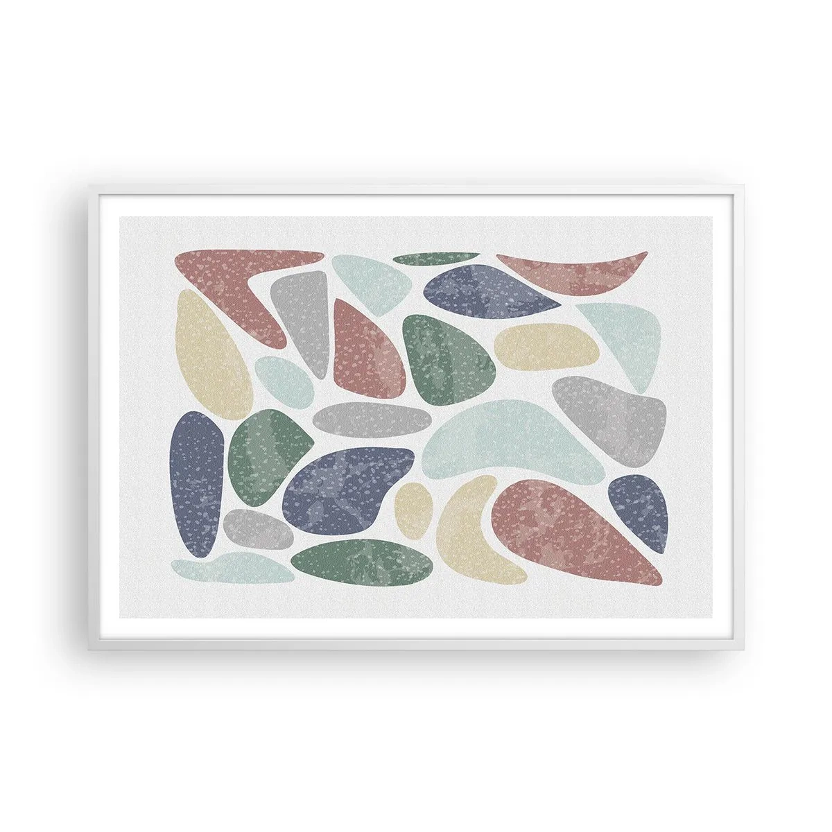 Plakat w białej ramie - Mozaika pudrowanych barw - 100x70 cm