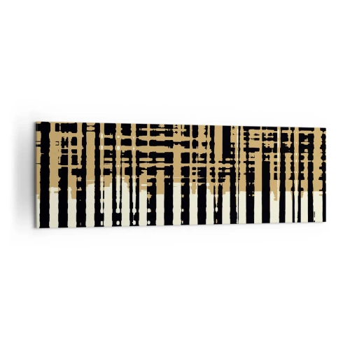 Obraz na płótnie - Abstrakcyjne linie w kolorach czerni, beżu i bieli - 160x50cm - Architektoniczna abstrakcja - Nowoczesna dekoracja ścienna do salonu i sypialni ARTTOR