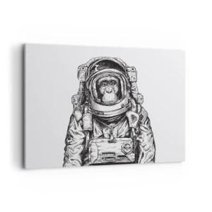 Obraz na płótnie - Grafika astronauty w skafandrze z głową małpy - 120x80cm - Alternatywna ewolucja - Nowoczesna dekoracja ścienna do salonu, kuchni i sypialni ARTTOR