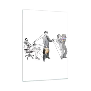 Obraz na szkle - Ilustracja przedstawiająca hierarchię pracy biurowej - 50x70cm - Każdy swego pana ma - Nowoczesna dekoracja ścienna do salonu, kuchni i sypialni ARTTOR