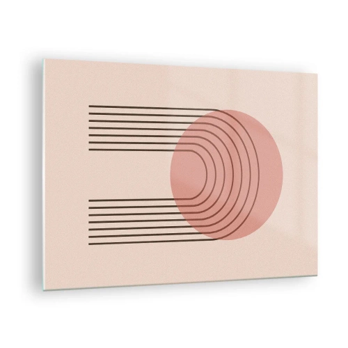 Obraz na szkle - Minimalistyczna grafika geometryczna w odcieniach beżu - 70x50cm - Nieodparte przyciąganie - Nowoczesna dekoracja ścienna do salonu i sypialni ARTTOR