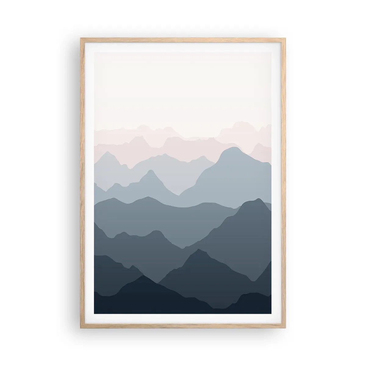 Plakat w ramie jasny dąb - Fale gór - 70x100 cm