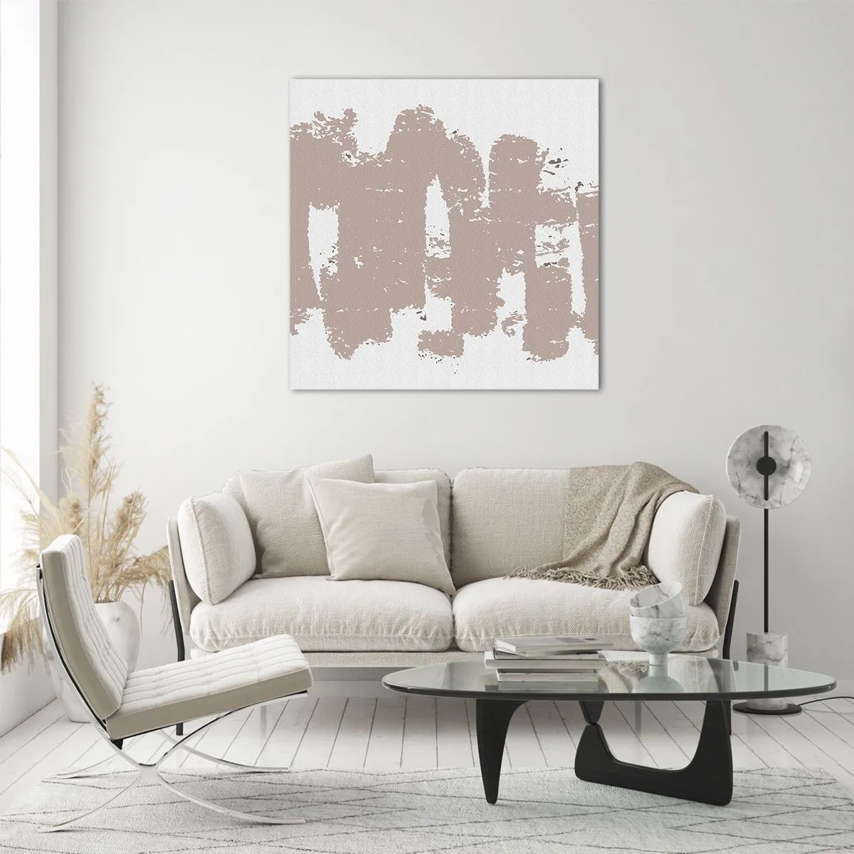 Obraz na szkle - Abstrakcja w łagodnym różu - 60x60 cm