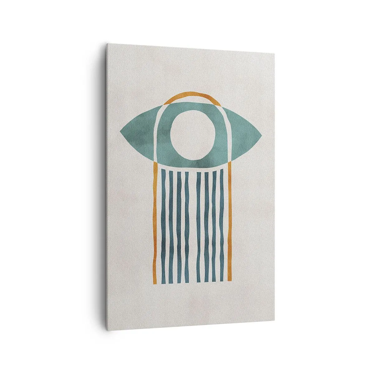 Obraz na płótnie - Geometryczny wzór w odcieniach zieleni i pomarańczu - 80x120cm - Znaki i rytuały - Nowoczesna dekoracja ścienna do salonu i sypialni ARTTOR