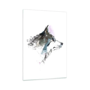 Obraz na szkle - Akwarelowy wilk w minimalistycznym stylu - 80x120cm - O wilku mowa - Nowoczesna dekoracja ścienna do salonu i sypialni ARTTOR