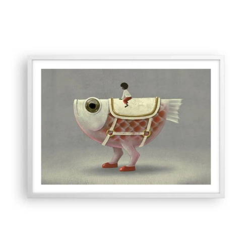 Plakat w białej ramie - Ryboński jeździec - 70x50 cm