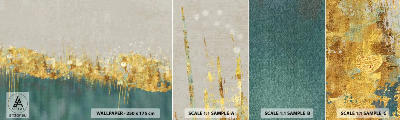 Fototapeta Próbka Samoprzylepna Deluxe Sticker - Złota granica - Art Deco, Sztuka, Pastelowe - 100x30 cm