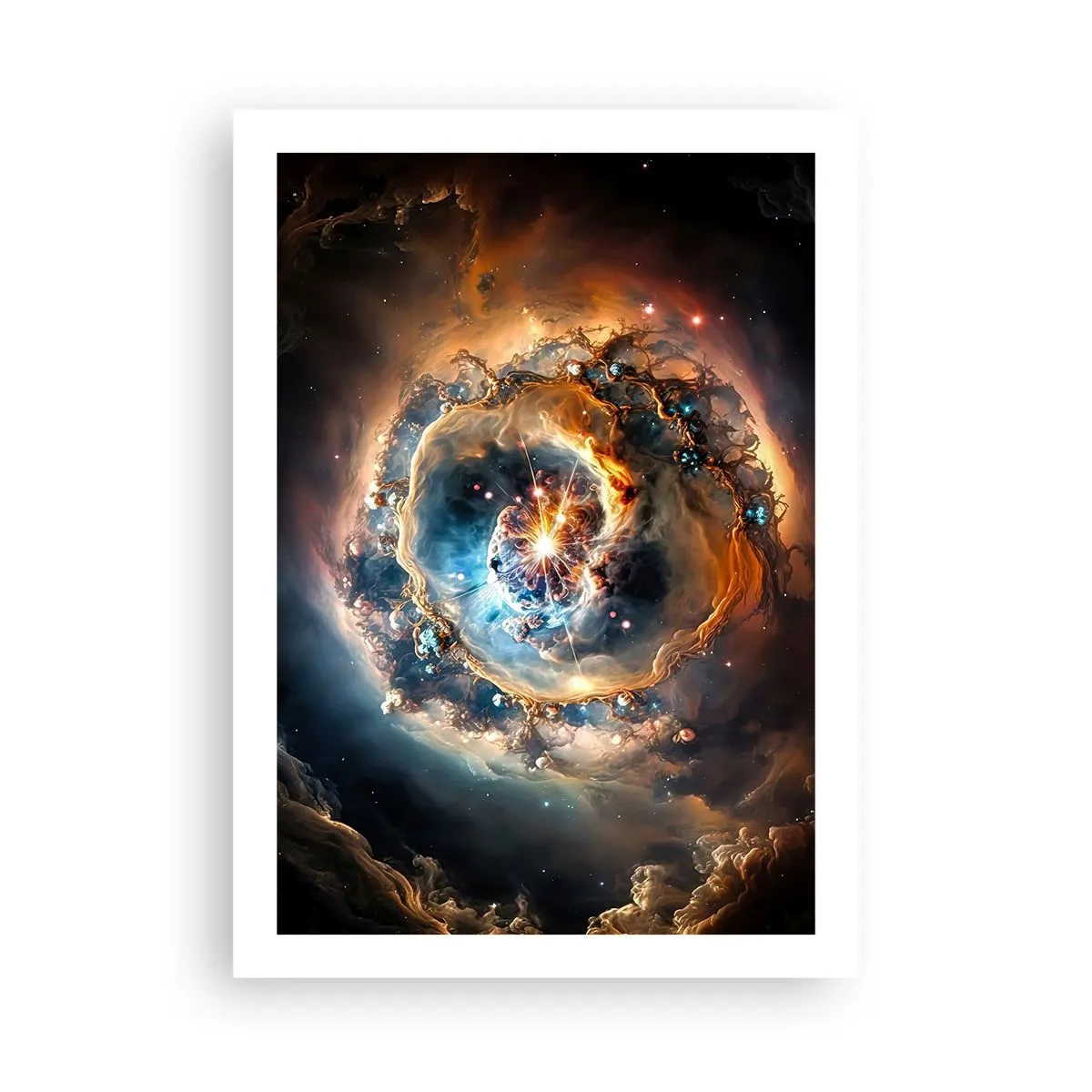 Plakat - Kosmiczna eksplozja światła i energii w galaktycznej przestrzeni - 50x70cm - Początek - Nowoczesna dekoracja ścienna do salonu, kuchni i sypialni ARTTOR
