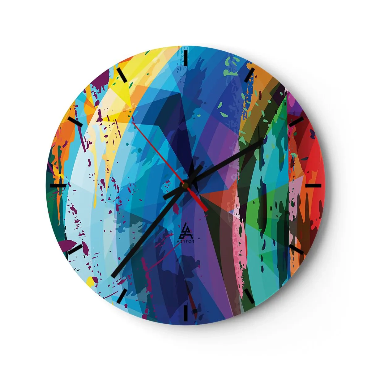 Zegar ścienny - Abstrakcyjne kolorowe wzory w intensywnych barwach - 30x30cm - Kolorowy zawrót głowy - Nowoczesna dekoracja ścienna do salonu, kuchni i sypialni ARTTOR