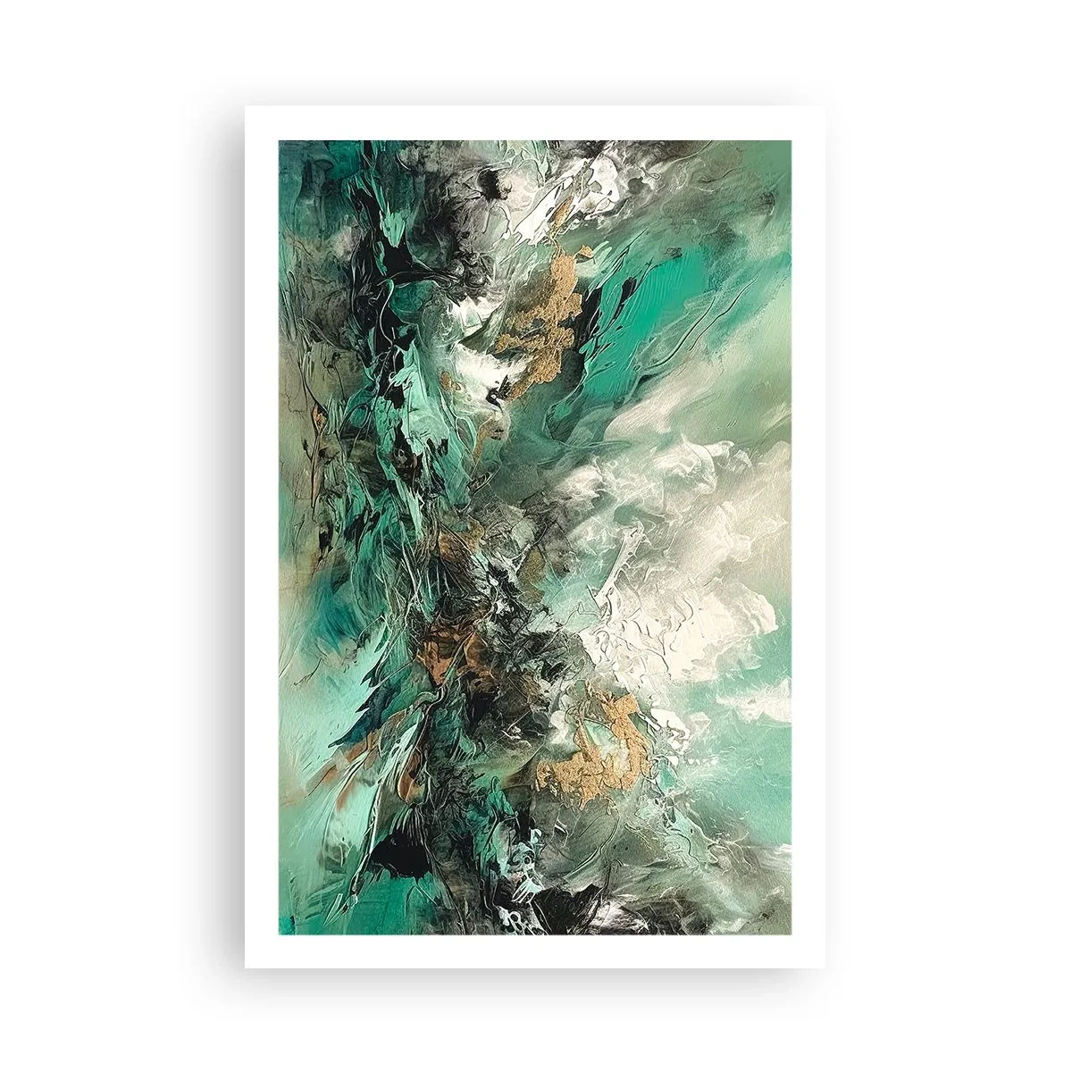 Plakat - Szmaragdowo-czarna kipiel - 61x91 cm