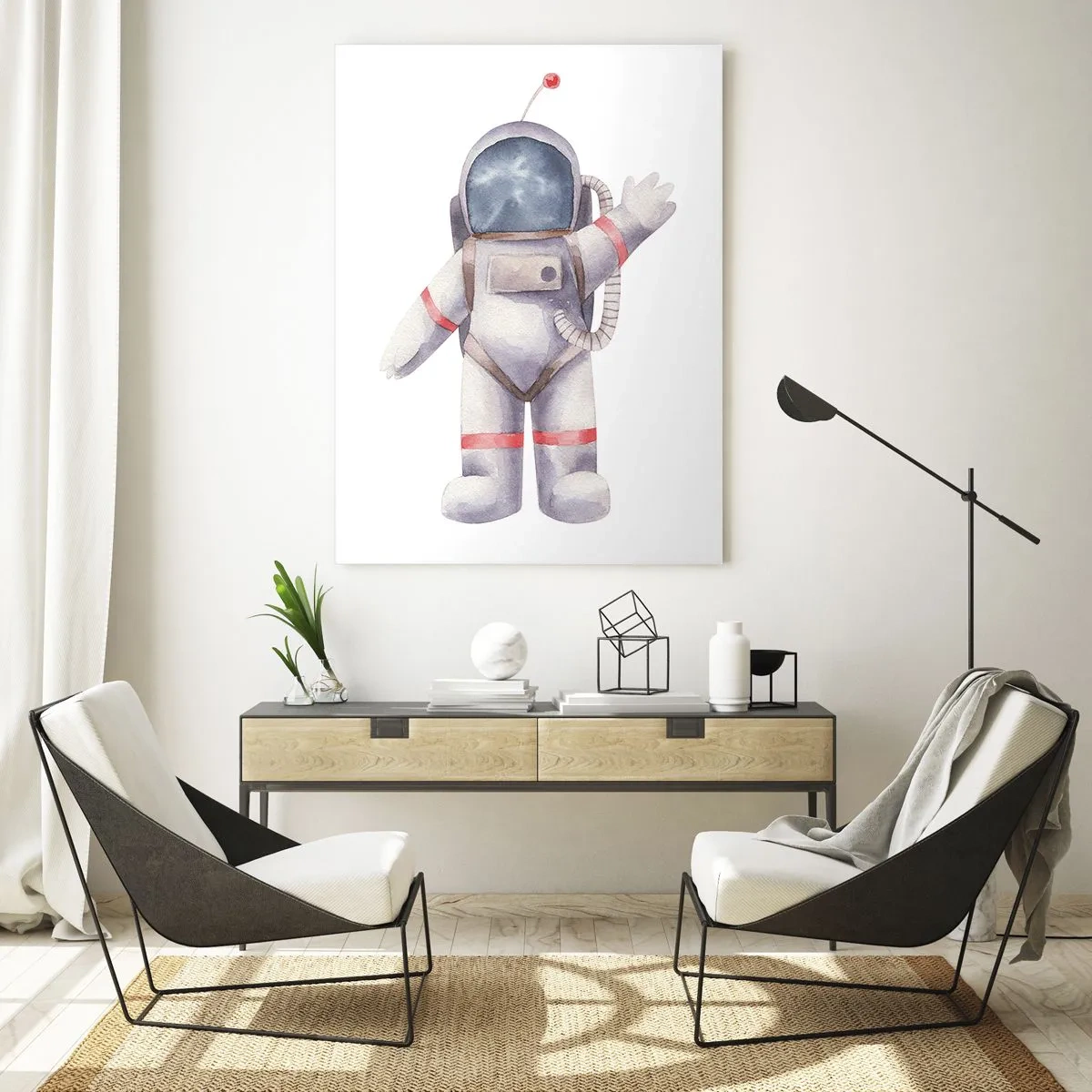 Obraz na szkle - Astronauta machający w przestrzeni kosmicznej - 50x70cm - To na razie! - Nowoczesna dekoracja ścienna do salonu, kuchni i sypialni ARTTOR
