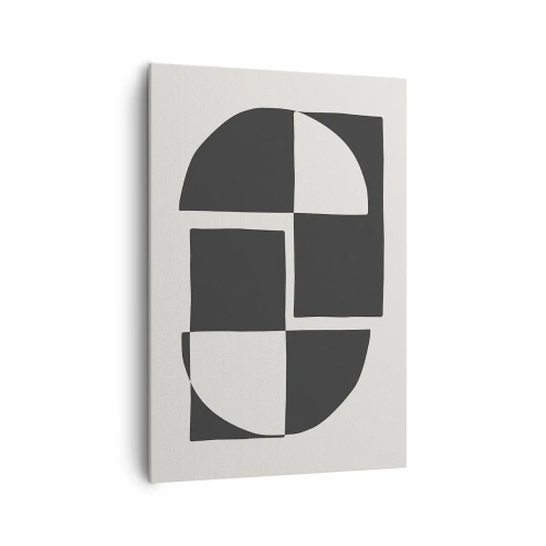 Obraz na płótnie - Abstrakcyjne kształty geometryczne w czerni i bieli - 70x100cm - Antyteza – synteza - Nowoczesna dekoracja ścienna do salonu i sypialni ARTTOR