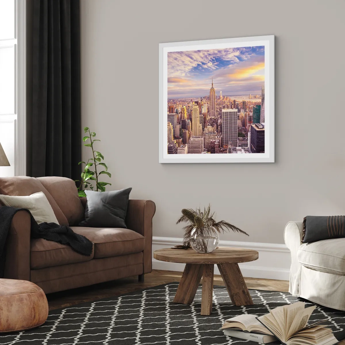 Plakat w białej ramie - Sięgnąć samych chmur - 50x50 cm