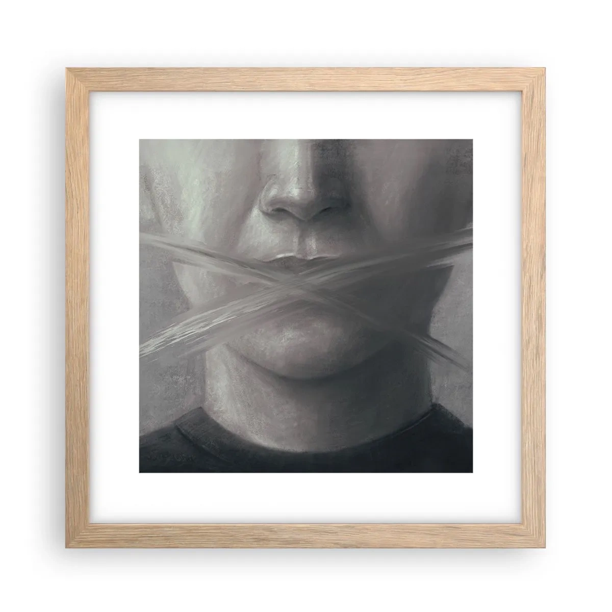 Plakat w ramie jasny dąb - Ani słowa - 30x30 cm