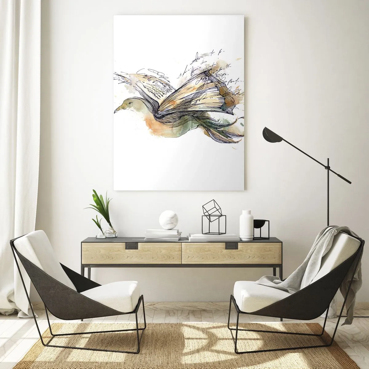 Obraz na szkle - Ptak z rozwiniętej książki, artystyczna metafora wiedzy - 50x70cm - Na skrzydłach poezji - Nowoczesna dekoracja ścienna do salonu, kuchni i sypialni ARTTOR