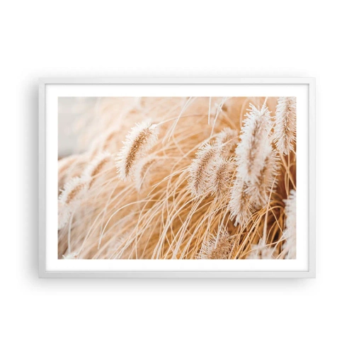 Plakat w białej ramie - Złoty szelest traw - 70x50 cm
