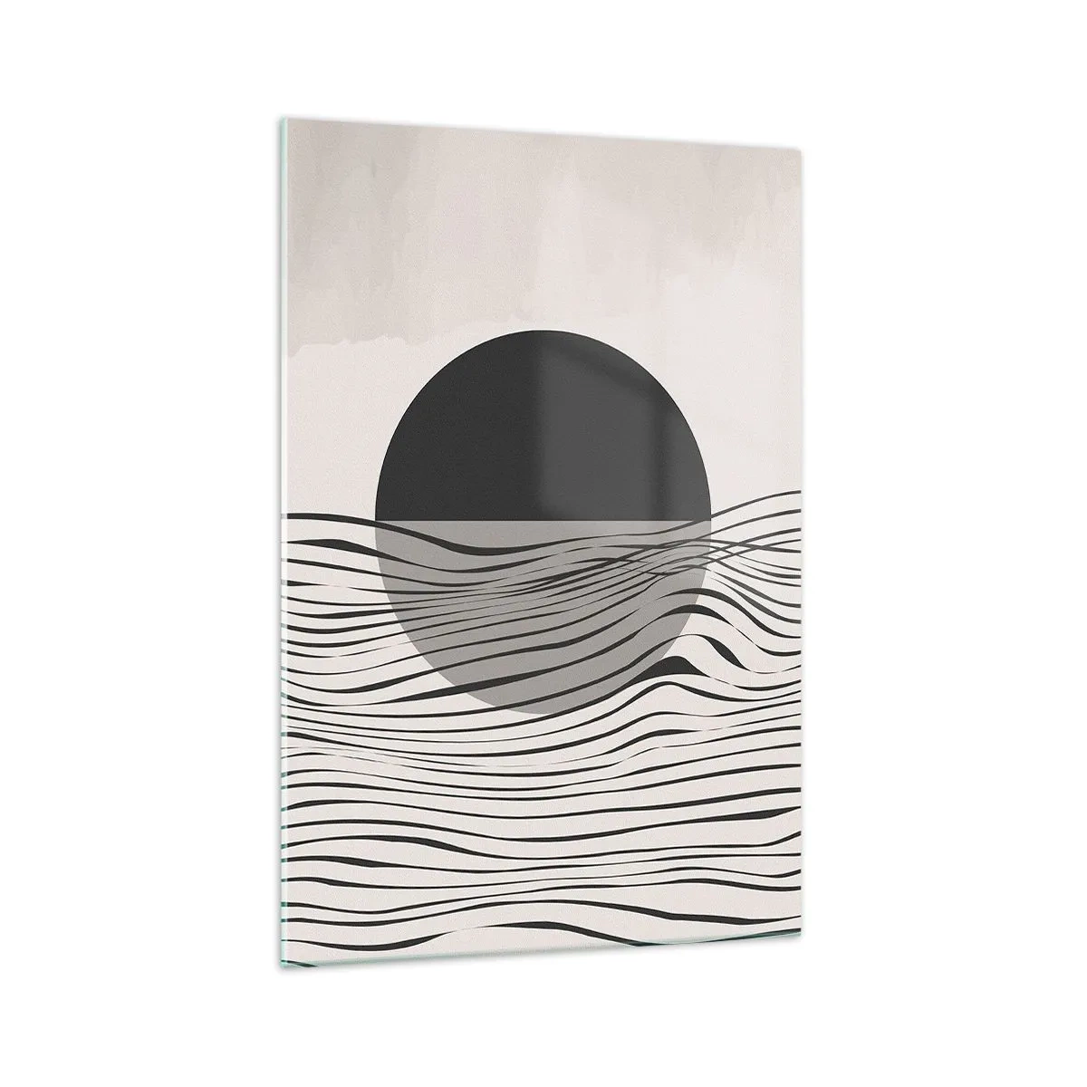 Obraz na szkle - Abstrakcyjne linie i geometryczne kształty w stonowanych barwach - 70x100cm - Kompozycja połowiczna - Nowoczesna dekoracja ścienna do salonu i sypialni ARTTOR