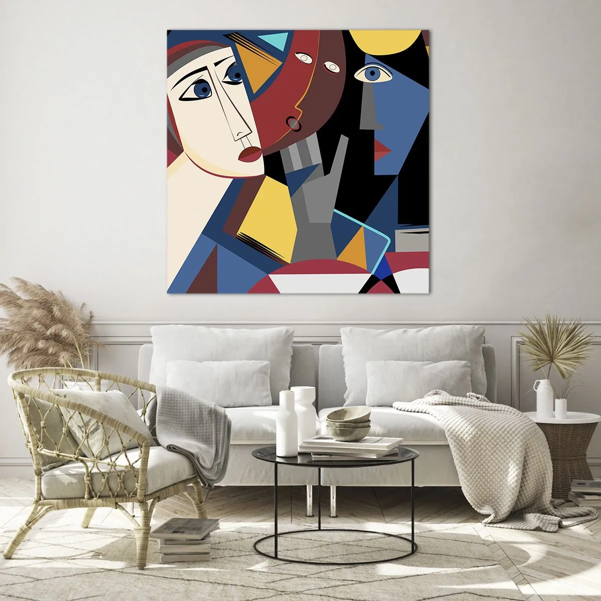 Obraz na szkle - Rozmowa kubistów - 70x70 cm