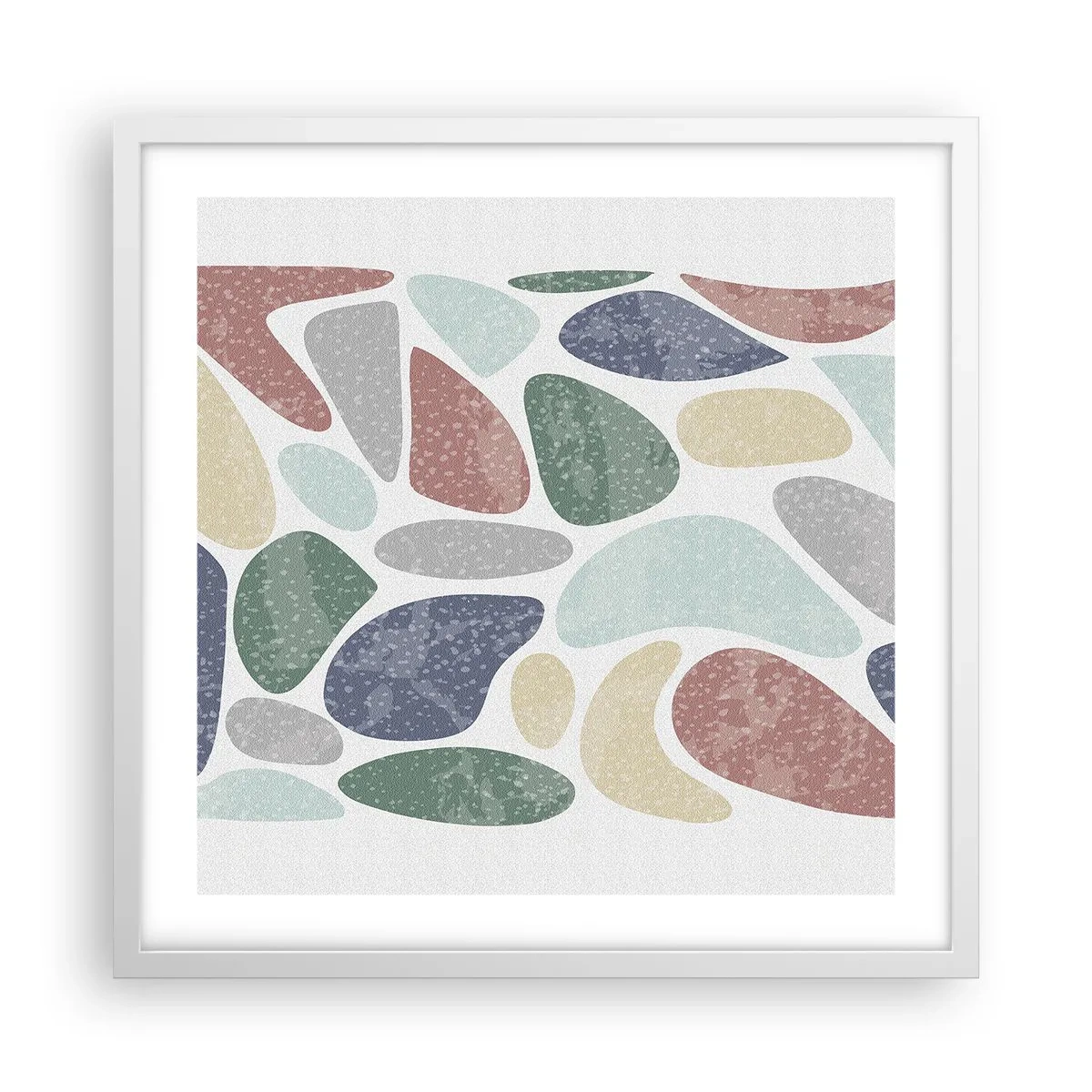 Plakat w białej ramie - Mozaika pudrowanych barw - 50x50 cm