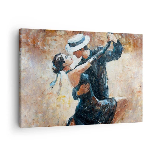 Obraz na płótnie - Para tańcząca tango w romantycznym, eleganckim stylu - 70x50cm - A la Rudolf Valentino - Nowoczesna dekoracja ścienna do salonu i sypialni ARTTOR