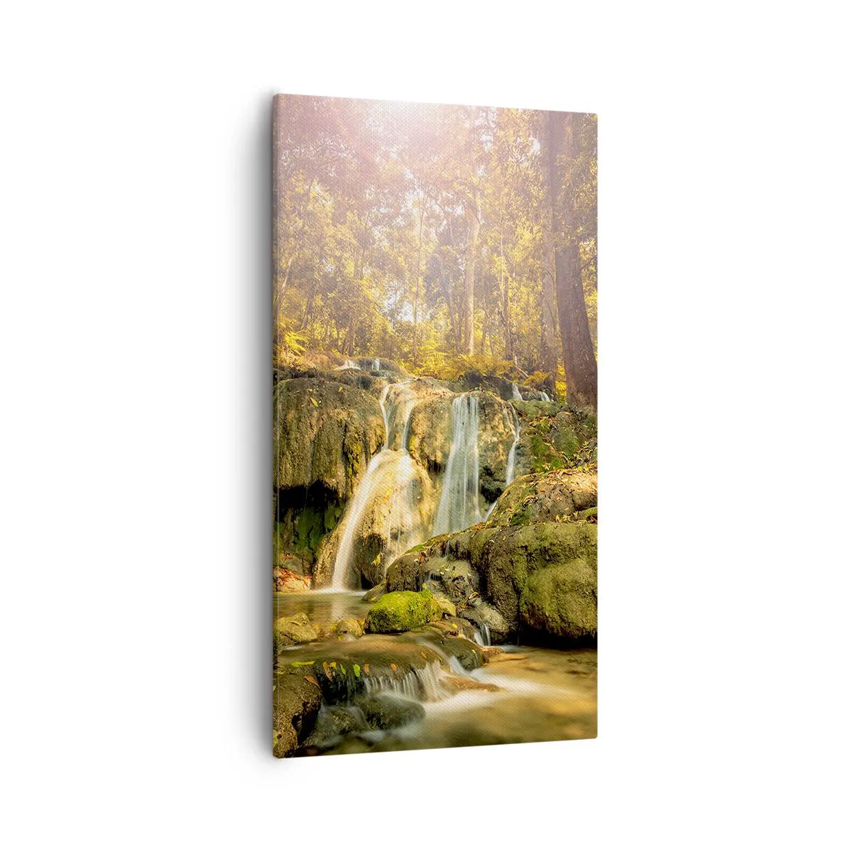 Obraz na płótnie - Leśna kaskada w zieleni - 55x100 cm