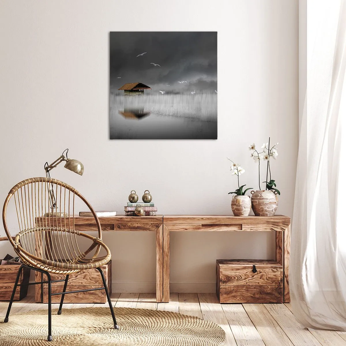 Obraz na płótnie - Schronienie przed deszczem - 60x60 cm