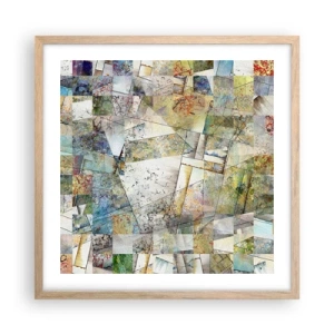 Plakat w ramie jasny dąb - Geometryczne przetasowanie - 50x50 cm