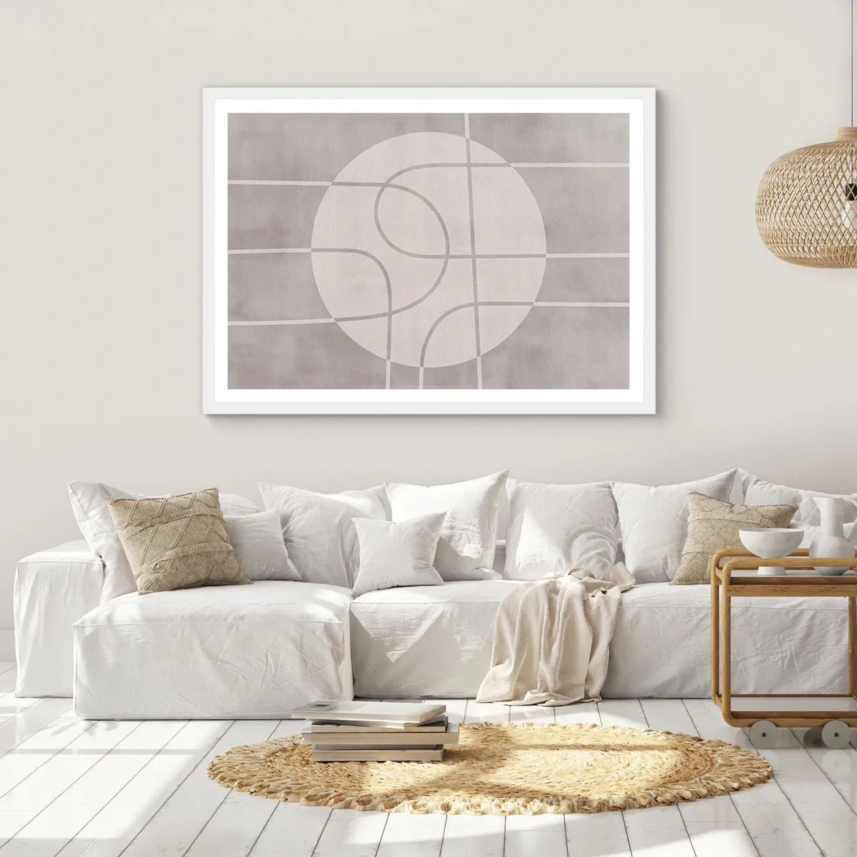 Plakat w białej ramie - Koliście i na wprost - 100x70 cm