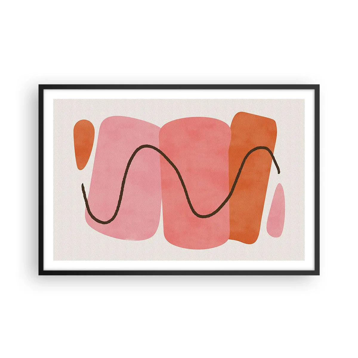 Plakat w czarnej ramie - łagodny ruch form - 91x61 cm