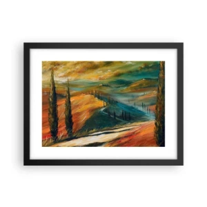 Plakat w czarnej ramie - Toskański pejzaż - 40x30 cm