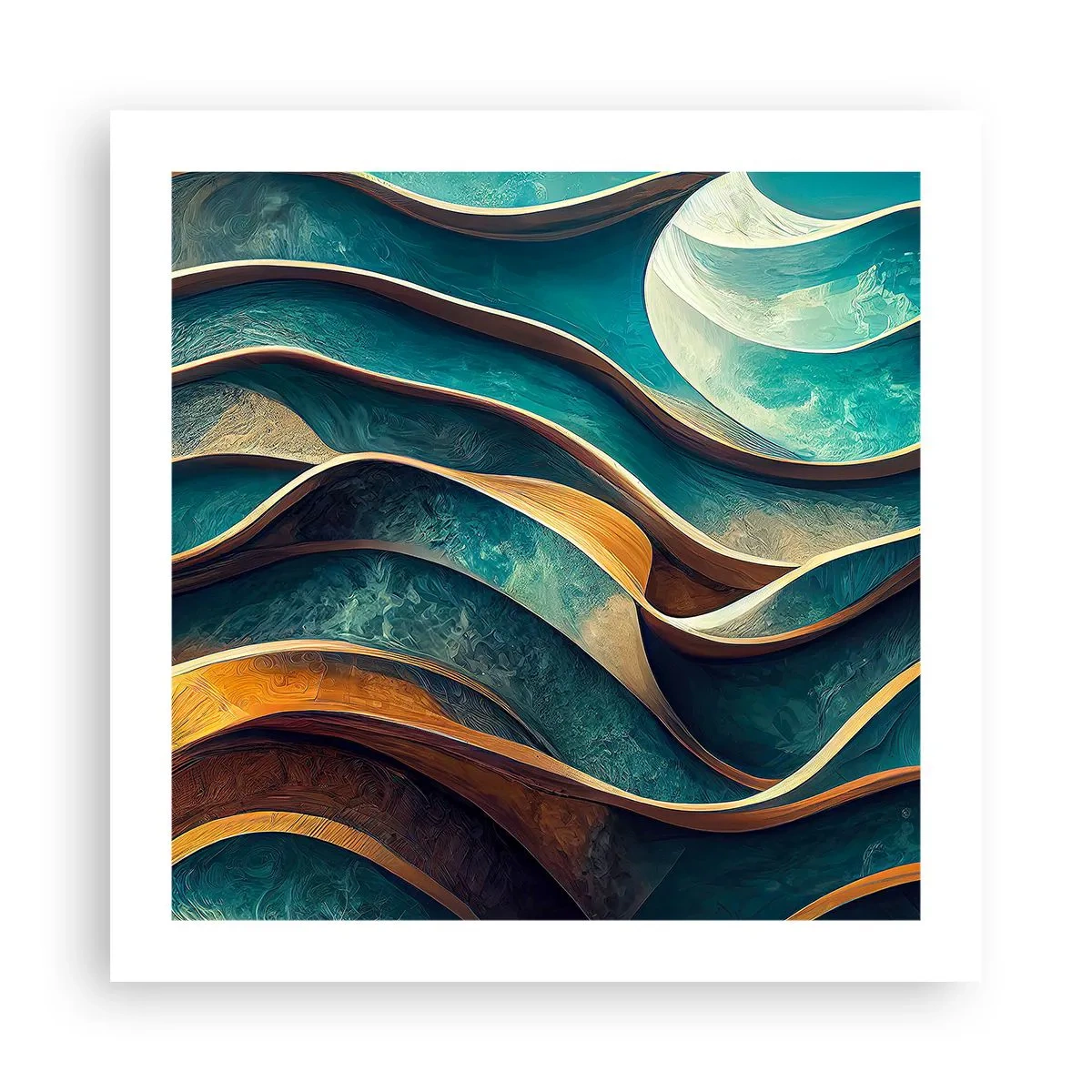 Plakat - Meandry błękitu - 50x50 cm