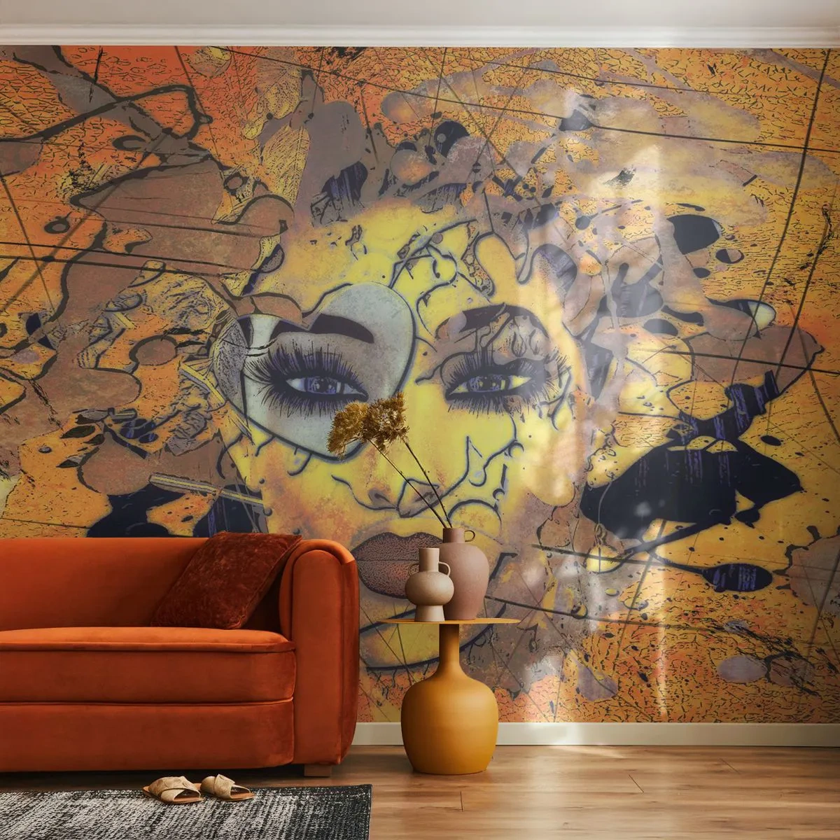 Fototapeta Samoprzylepna Deluxe Sticker - Słoneczna piękność - Abstrakcja, Twarz Kobiety, Oczy - 150x105 cm