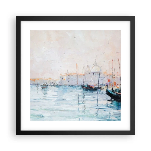 Plakat w czarnej ramie - Za wodą, za mgłą - 40x40 cm