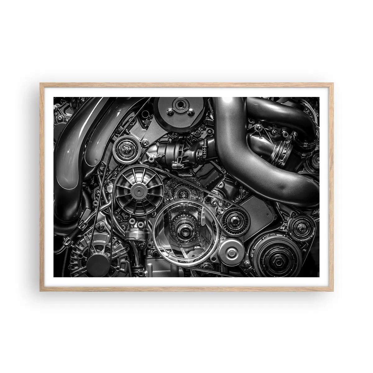 Plakat w ramie jasny dąb - Poezja mechaniki - 100x70 cm