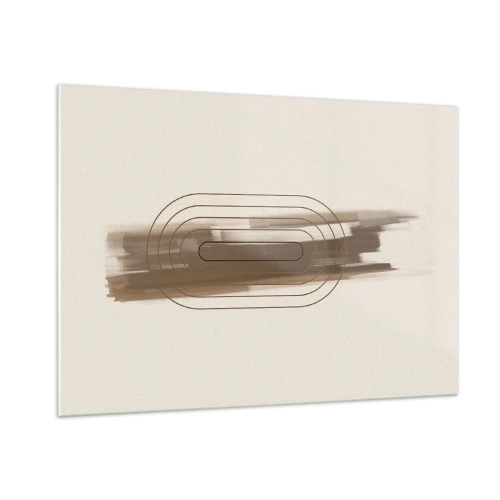 Obraz na szkle - Abstrakcja w odcieniach brązu z minimalistycznym wzorem - 100x70cm - Powiew szarości - Nowoczesna dekoracja ścienna do salonu, kuchni i sypialni ARTTOR
