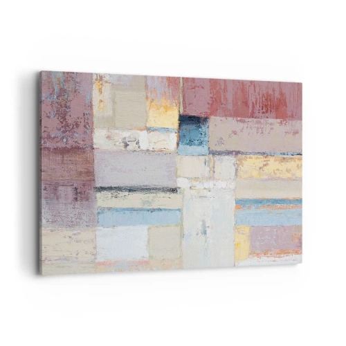 Obraz na płótnie - Geometryczna kompozycja w pastelowych barwach - 120x80cm - Spokój geometrii - Nowoczesna dekoracja ścienna do salonu, kuchni i sypialni ARTTOR