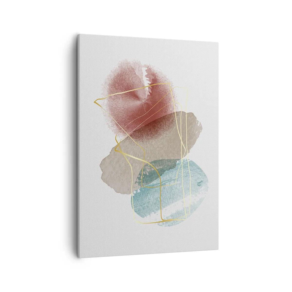 Obraz na płótnie - Abstrakcyjna kompozycja akwarelowych plam w pastelowych kolorach - 50x70cm - Korale przestrzeni - Nowoczesna dekoracja ścienna do salonu, kuchni i sypialni ARTTOR