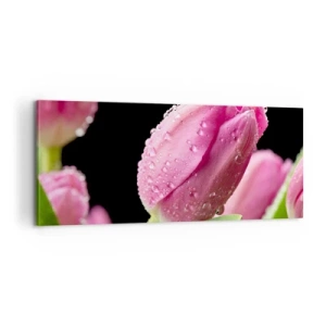 Obraz na płótnie - Liliowy sen w rosie - 100x40 cm