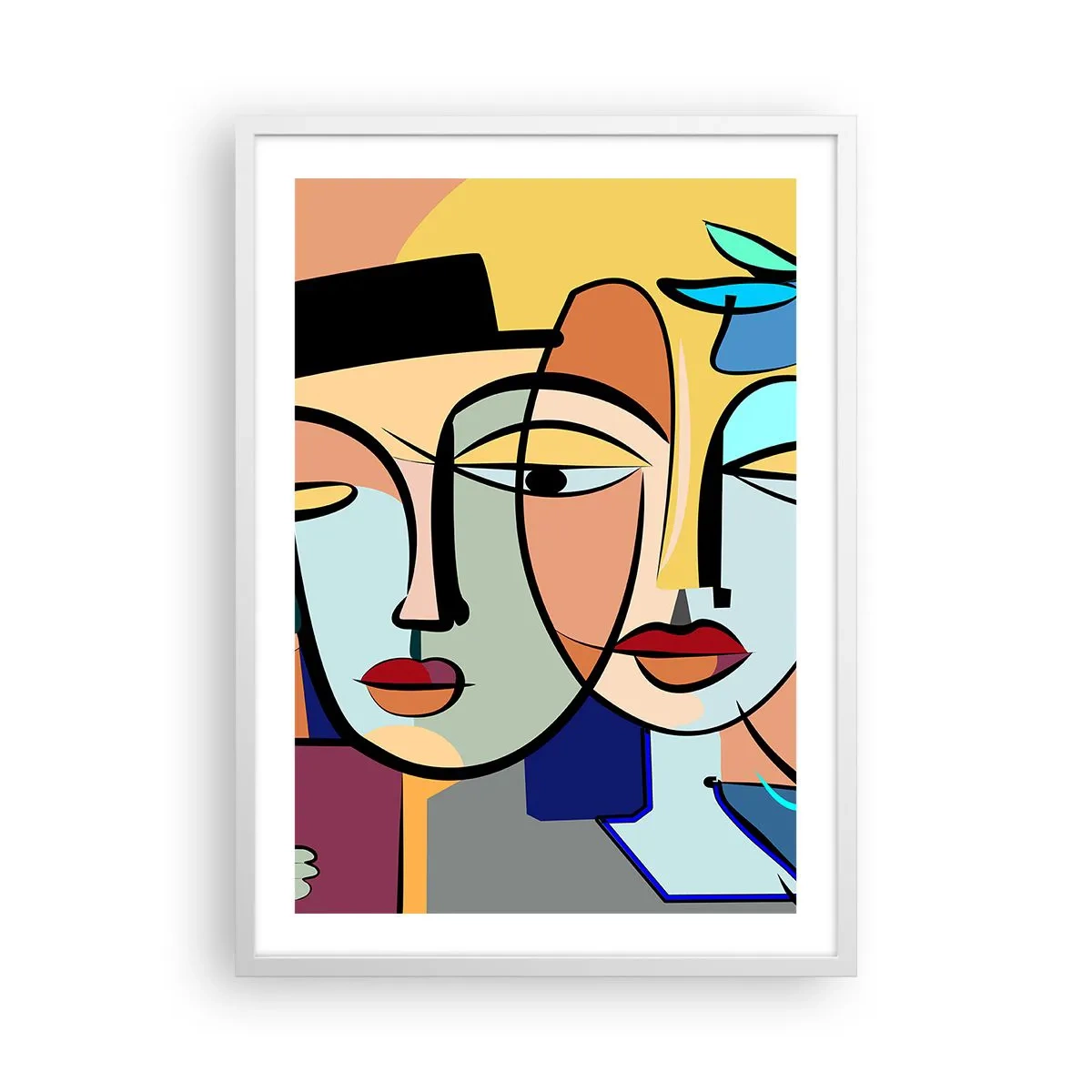 Plakat w białej ramie - Picassowskie randez vous - 50x70 cm