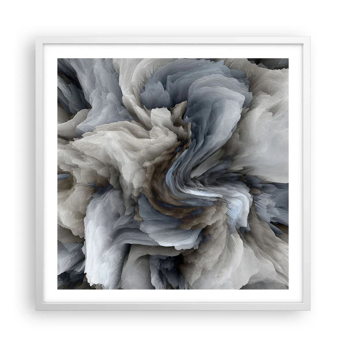 Plakat w białej ramie - Kamień i kwiat - 60x60 cm