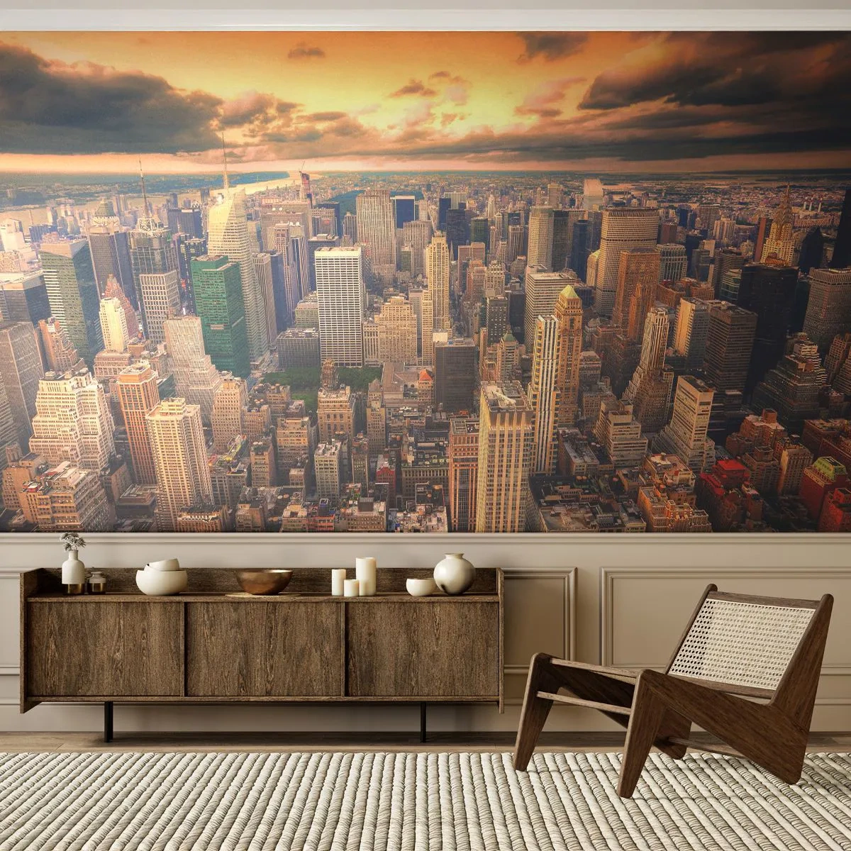 Fototapeta Premium Canvas - Wyzłocone metropolis - Miasto, Nowy Jork, Architektura - 250x175 cm