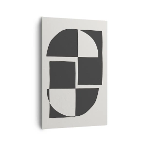 Obraz na płótnie - Abstrakcyjne kształty geometryczne w czerni i bieli - 80x120cm - Antyteza – synteza - Nowoczesna dekoracja ścienna do salonu i sypialni ARTTOR